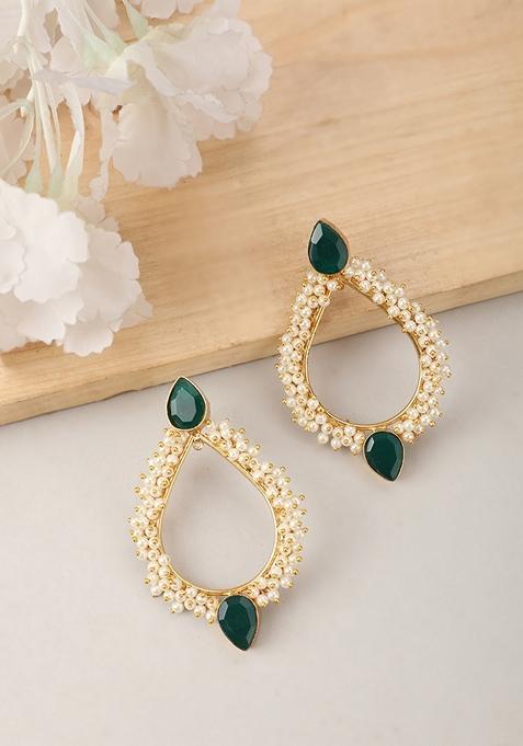 Green Glossy Stone Earrings
