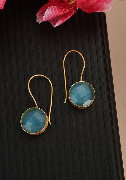 Blue Glossy Stone Earrings