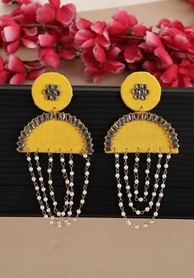 Yellow Kundan Earrings