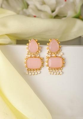 Pink Glossy Stone Earrings