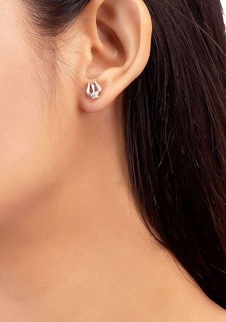 Silver Plated Oxidised Earrings - Indya