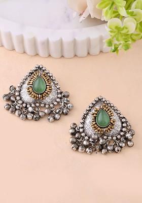 Silver Plated Stone Studded Earrings