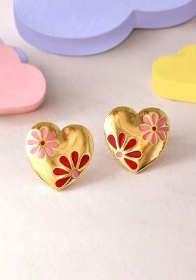 Gold Plated Heart Shape Earrings
