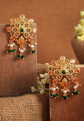 Gold Plated Contemporary Drop Earrings