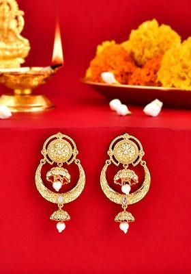 Gold Plated Contemporary Drop Earrings