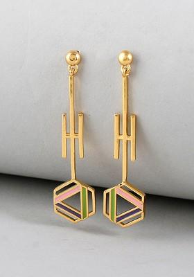Gold Plated Contemporary Drop Earrings