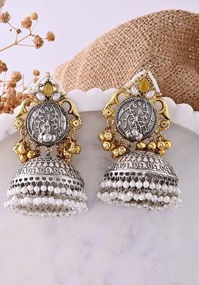 Silver Plated Stone Studded Earrings