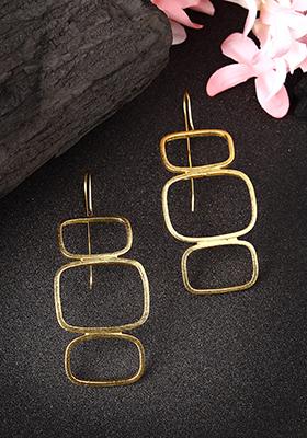 Gold Gold Plated Contemporary Fish Hook Drop Earrings