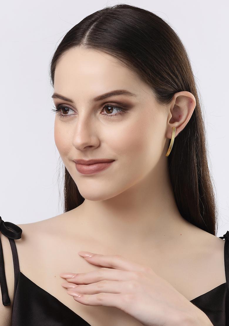 Gold Gold Plated Geometric Shape Drop Earrings