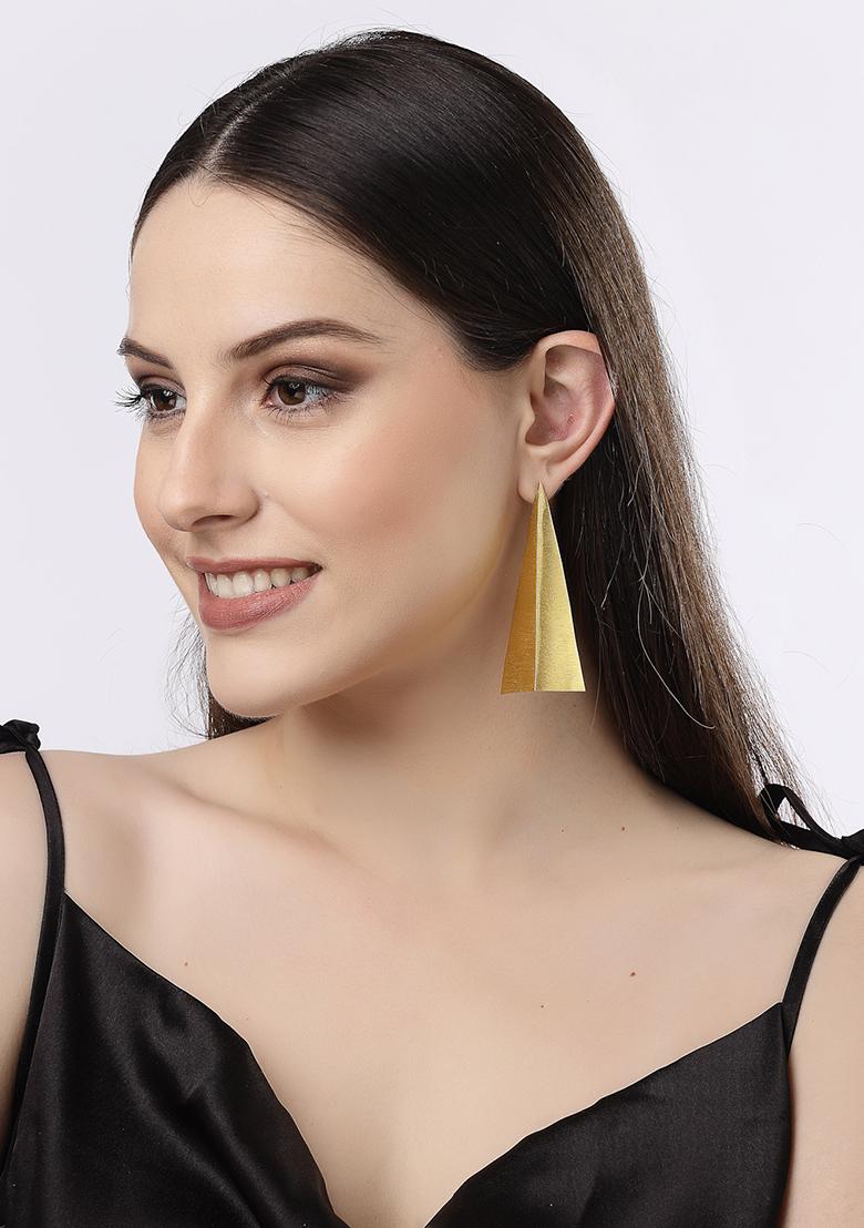 Gold Gold Plated Geometric Shape Drop Earrings