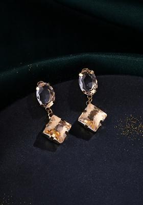 Gold Golden Cz Studded Studs Earrings