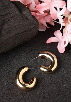 Gold Gold Plated Circular Shaped Half Hoop Earrings