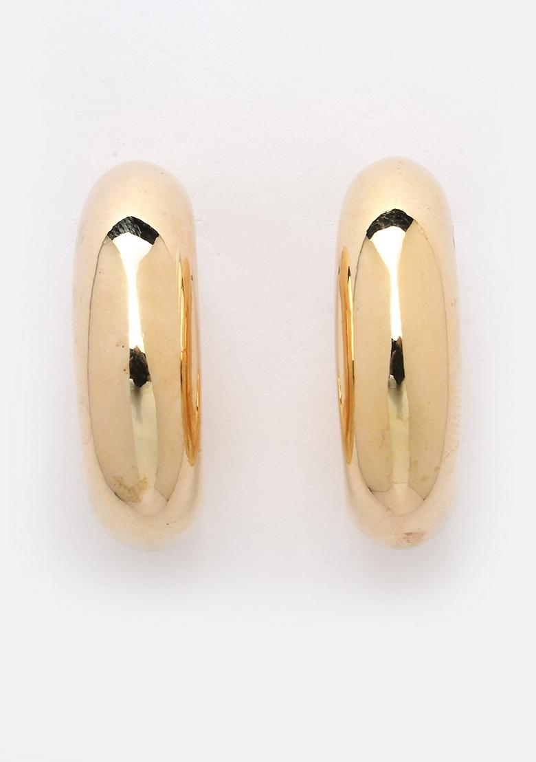 Gold Gold Plated Circular Shaped Half Hoop Earrings