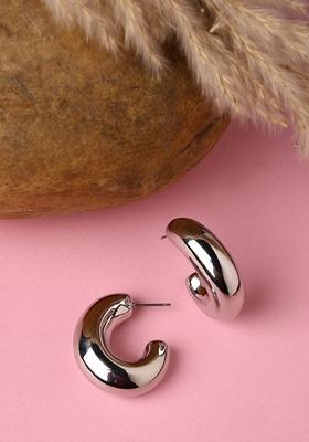 Gold Gold Plated Contemporary Half Hoop Earrings