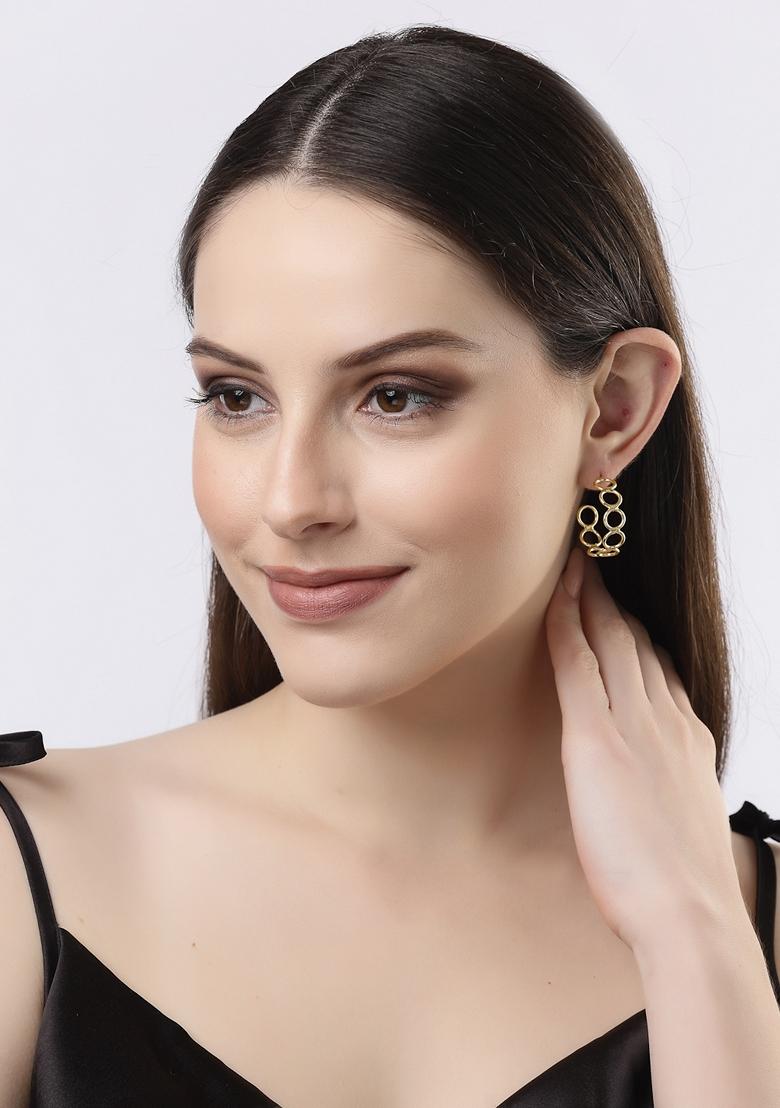 Gold Gold Plated Contemporary Half Hoop Earrings
