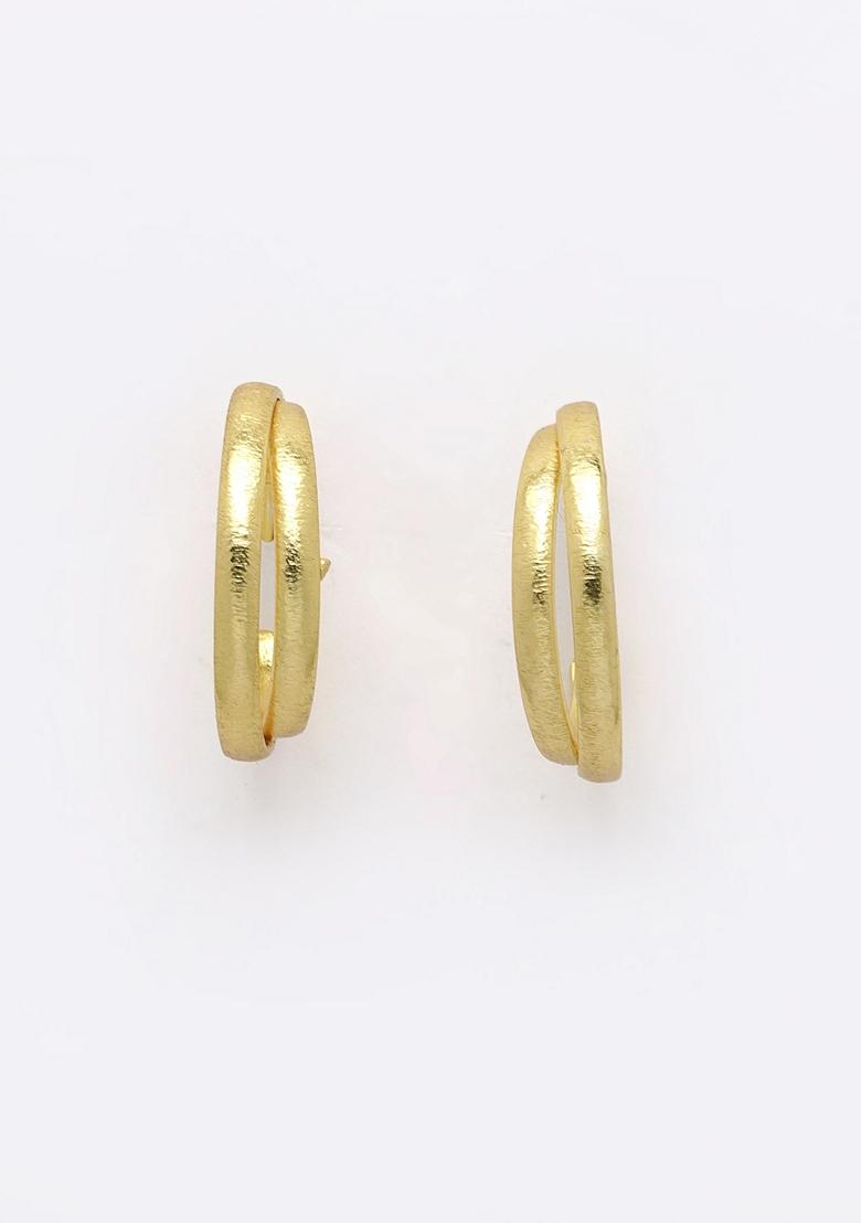 Gold Gold Plated Alloy Circular Shaped Half Hoop Earrings