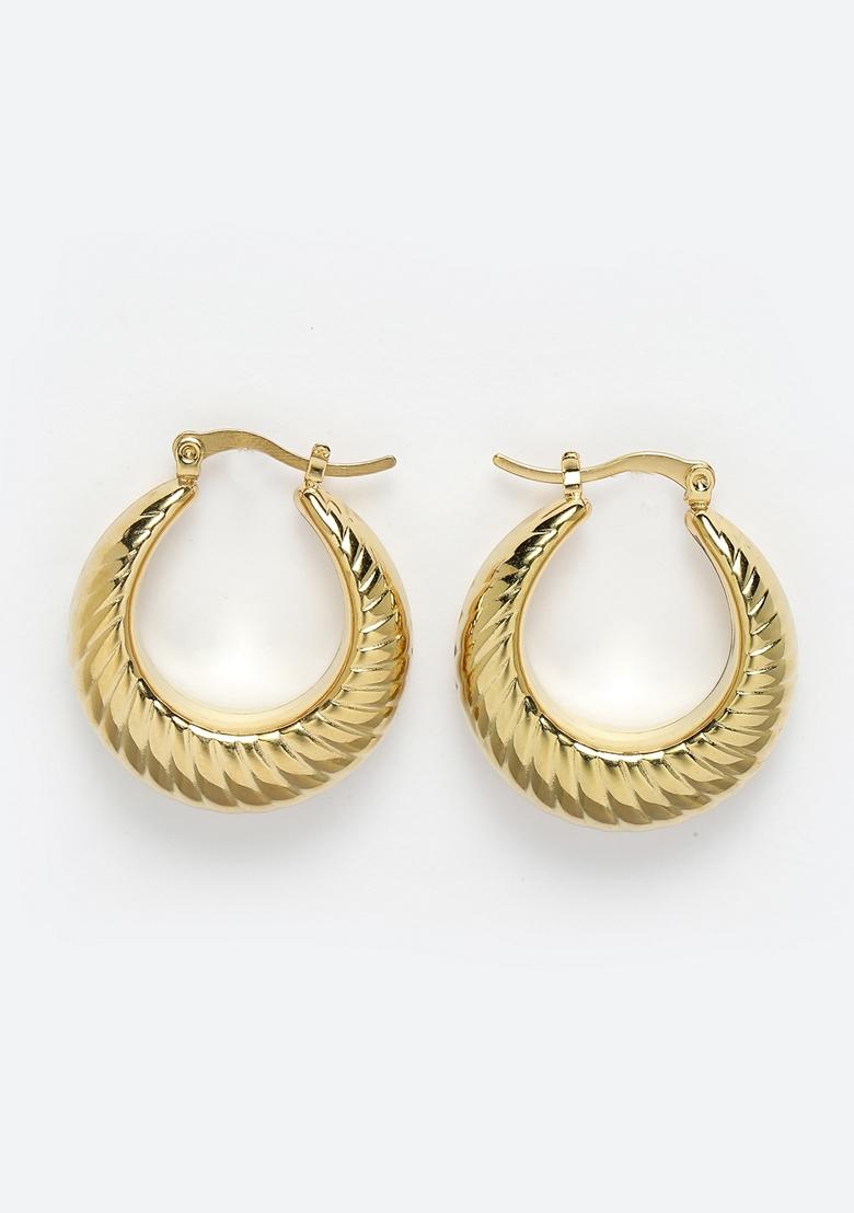 Gold Gold Circular Hoop Earrings