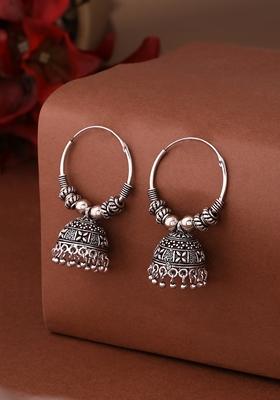 Silver Plated Contemporary Jhumkas Earrings