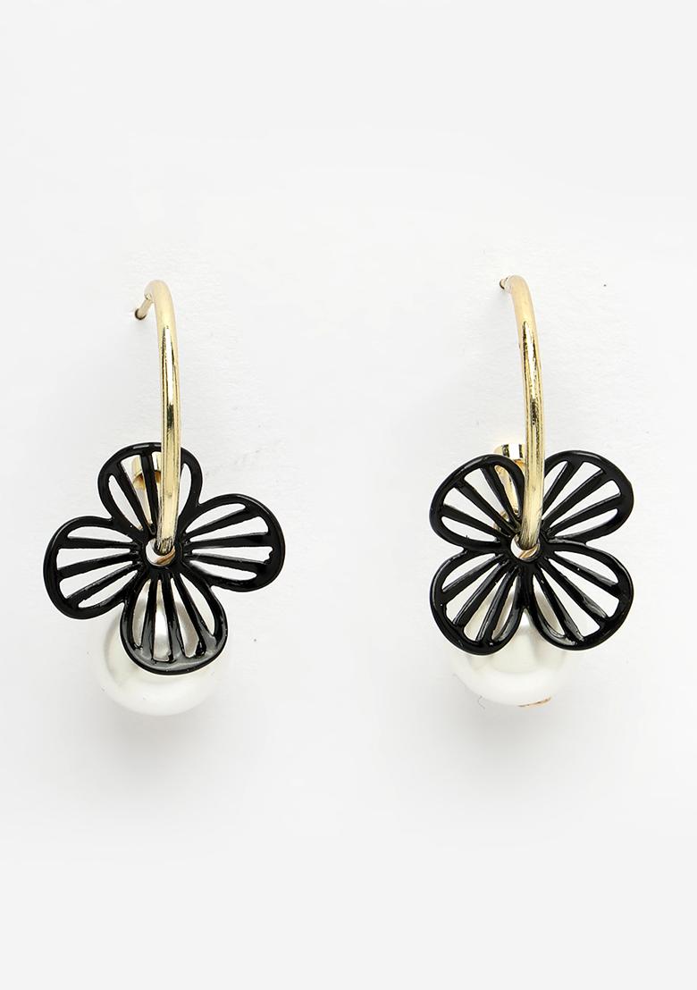 Gold Gold Toned Teardrop Shaped Drop Earrings