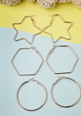 Gold Gold Toned Geometric Hoop Earrings