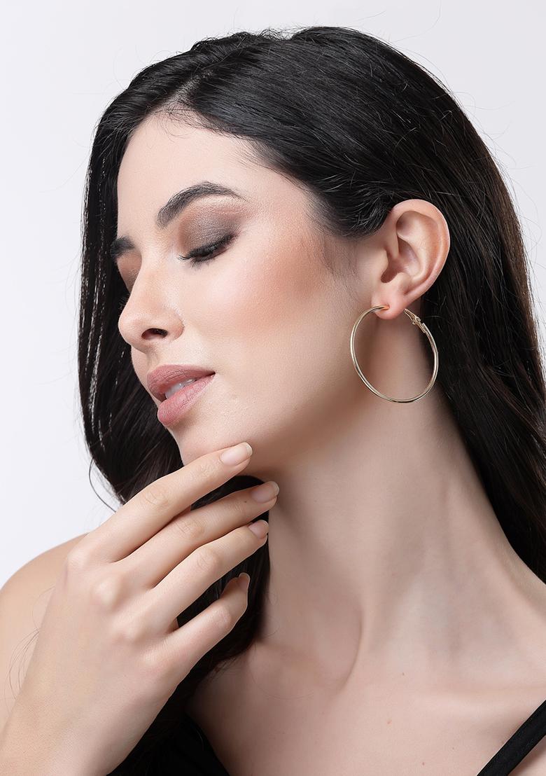 Gold Gold Toned Geometric Hoop Earrings