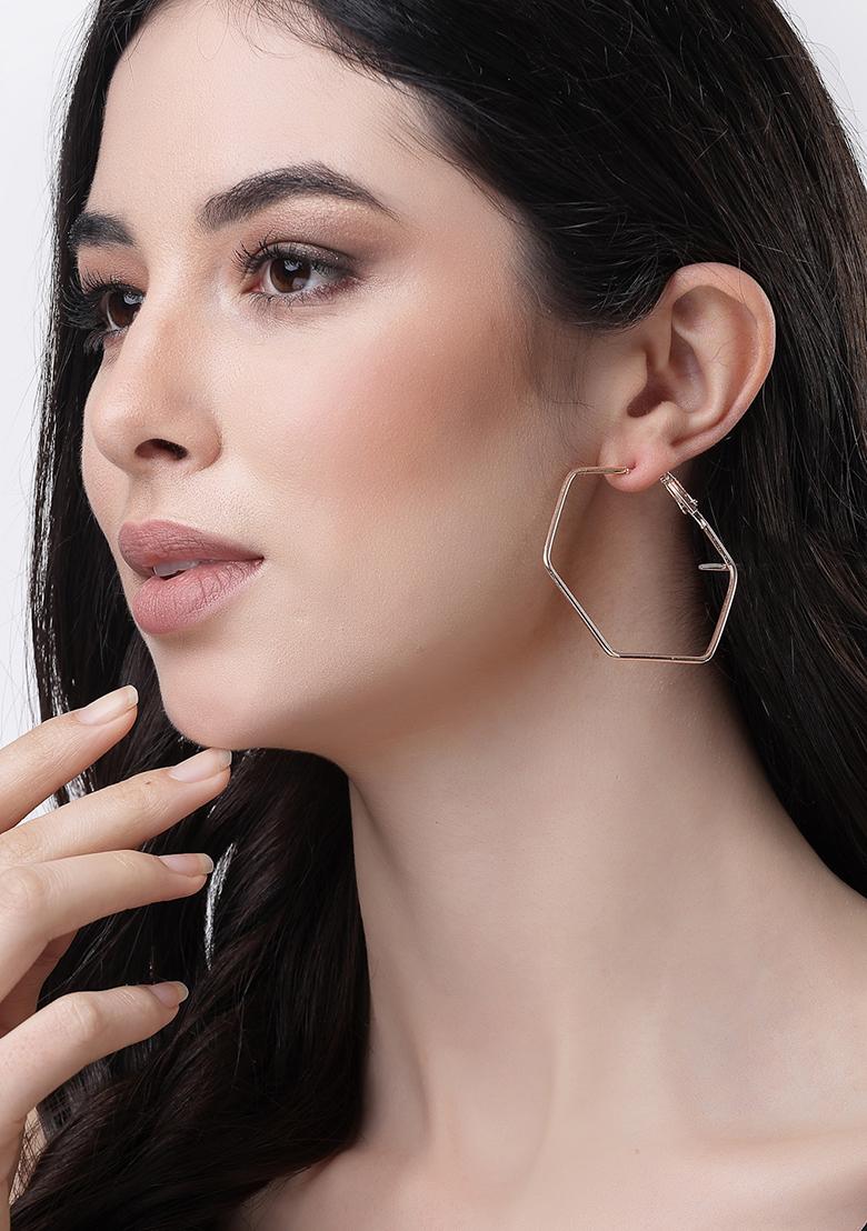 Gold Gold Toned Geometric Hoop Earrings