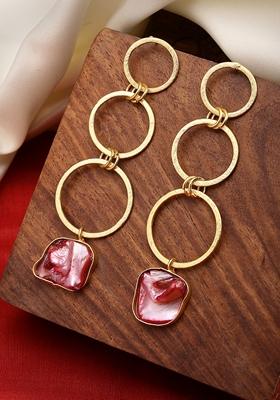 Gold Gold Plated Mother Of Pearl Handcrafted Drop Earrings