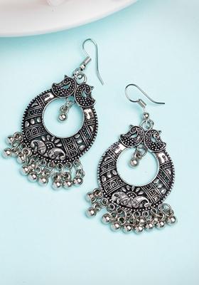 Silver Plated German Oxidised Chandbali Earrings