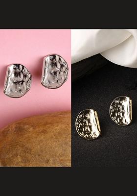 Multi Set Of 2 Gold & Silver Brass Plated Artificial Stones Studded Studs Earring