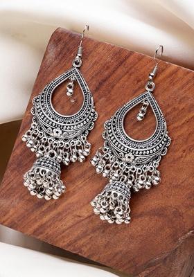 Silver Plated German Oxidized Jhumka Earrings