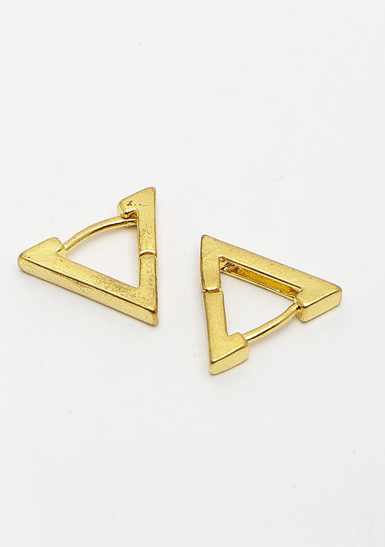 Gold Men Gold Plated Geometric Shape Stainless Steel Studs Earring