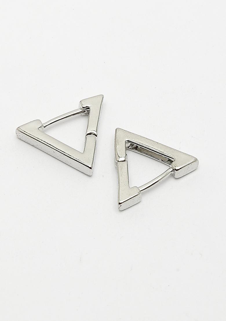 Silver Men Plated Geometric Shape Stainless Steel Studs Earring