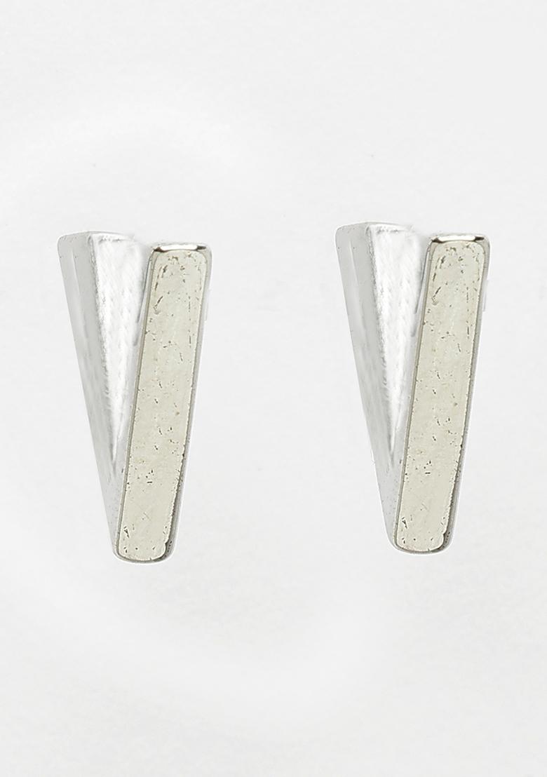 Silver Men Plated Geometric Shape Stainless Steel Studs Earring