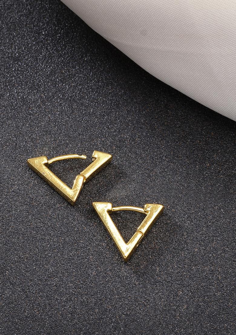 Multi Men Set Of 3 color Rhodium Plated Geometric Shape Stainless Steel Studs Earring