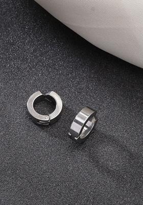 Silver Plated Stainlessteel Hoop Earrings For Men