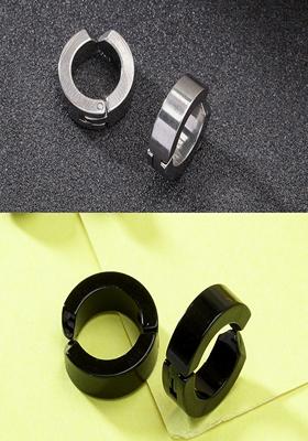 Multi Set Of 2 color Rhodium Plated Stainlessteel Hoop Earrings For Men