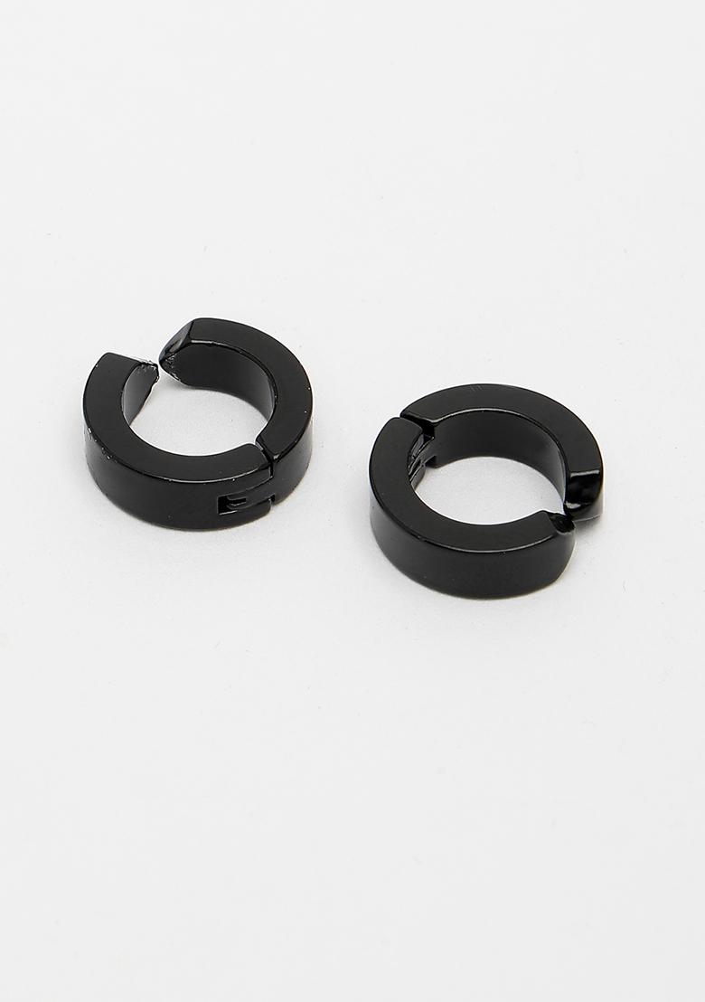 Multi Set Of 2 color Rhodium Plated Stainlessteel Hoop Earrings For Men