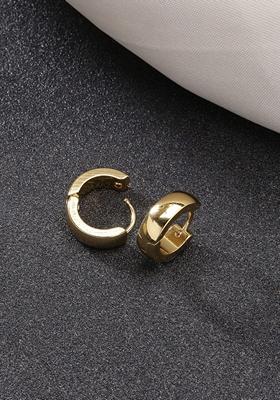 Gold Gold Plated Stainlessteel Hoop Earrings For Men