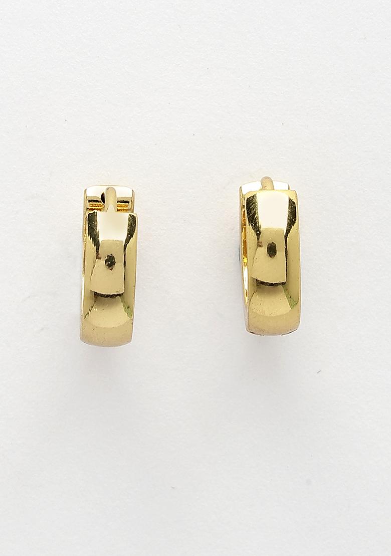 Gold Gold Plated Stainlessteel Hoop Earrings For Men