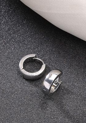 Silver Plated Stainlessteel Hoop Earrings For Men