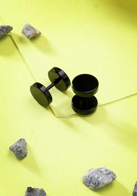 Black Rhodium Plated Metal Studearring For Men