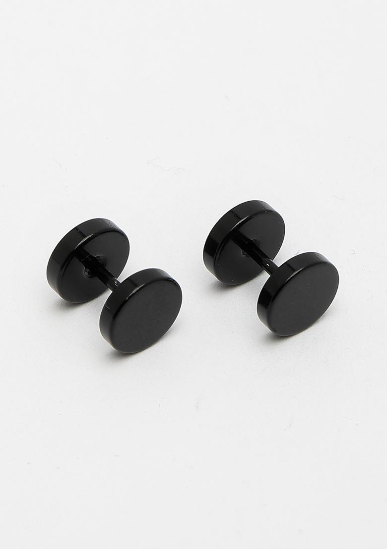 Black Rhodium Plated Metal Studearring For Men