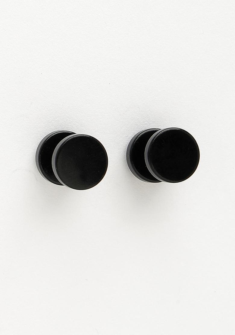 Black Rhodium Plated Metal Studearring For Men