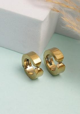 Gold Gold Plated Contemporary Hoop Earrings For Men