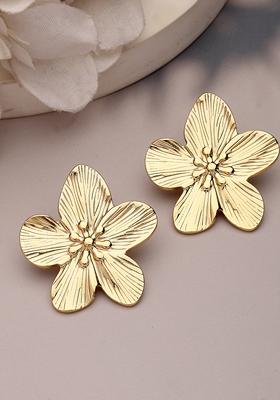 Gold Gold Plated Floral Shape Stud Earrings