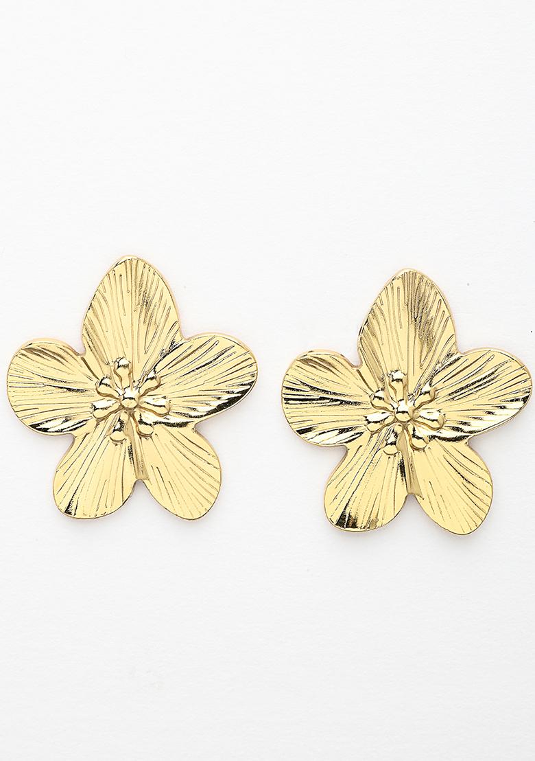 Gold Gold Plated Floral Shape Stud Earrings