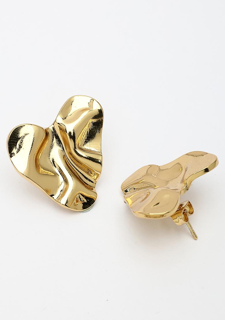 Gold Gold Plated Heart Shape Stud Earrings