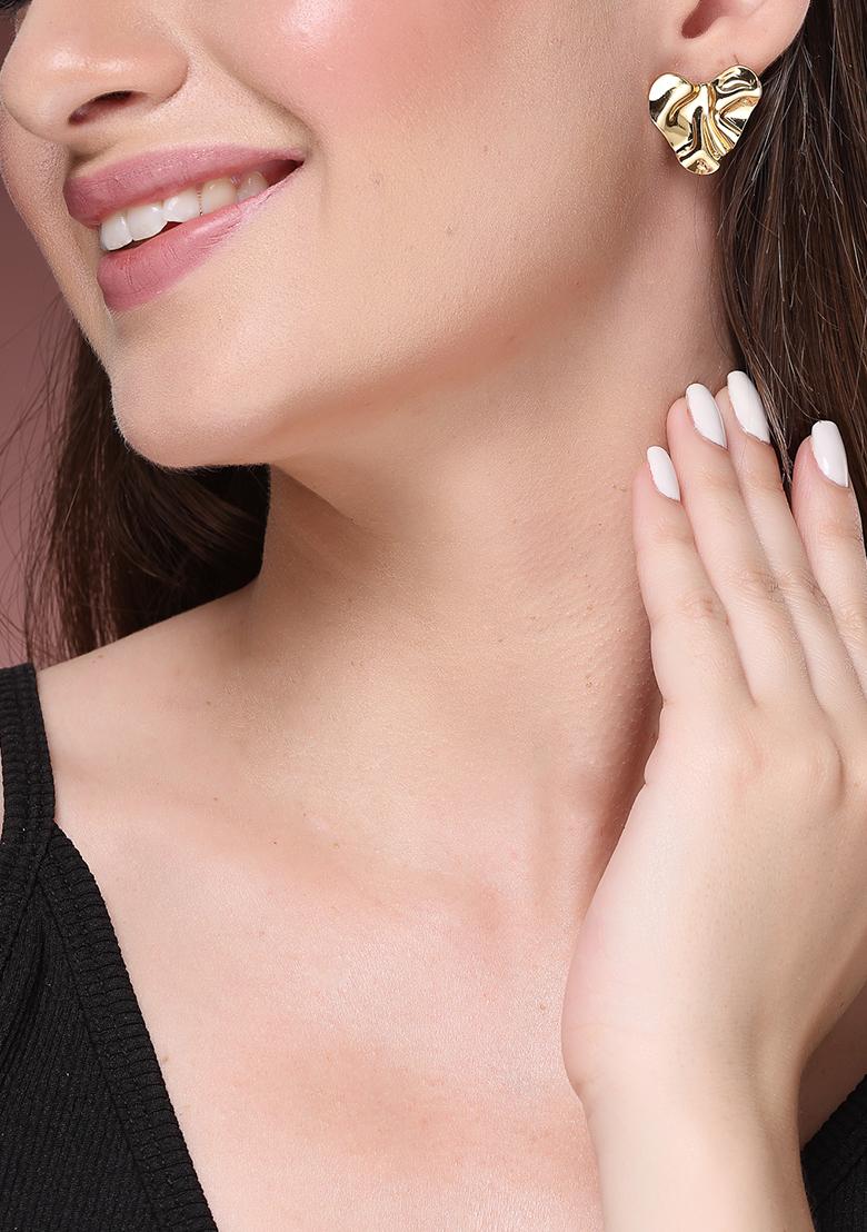 Gold Gold Plated Heart Shape Stud Earrings