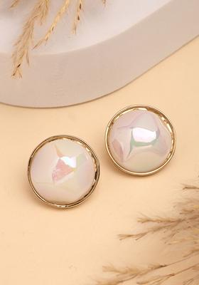 Gold Womes Gold Plated Pearl Studded Circular Studs Earring