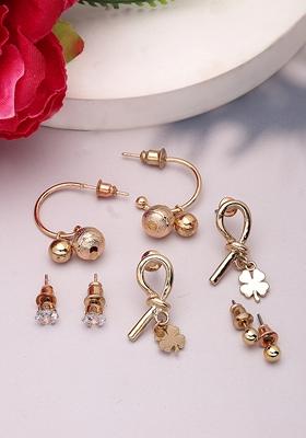 Gold Set Of 4 Gold Plated Contemporary Half Hoop Earrings